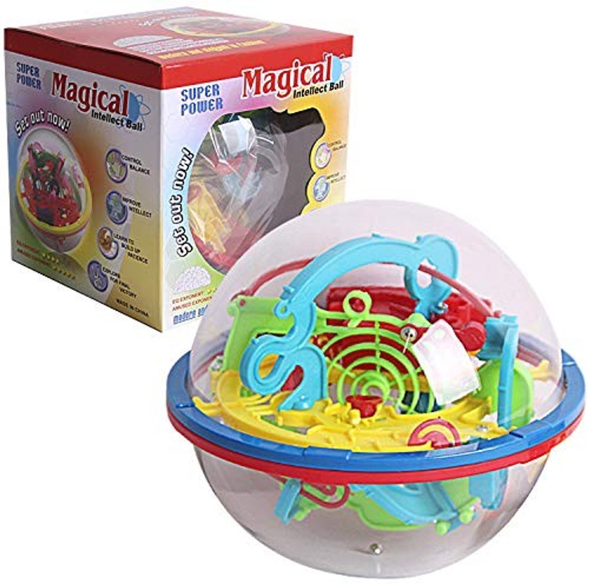 JHUBERS- Doolhof Balspel 100 Uitdagende Barrières - Educatief Puzzelspeelgoed - Draagbaar Labyrint - Stressverlagend Spel - Ruimtelijke Training - Puzzelbal