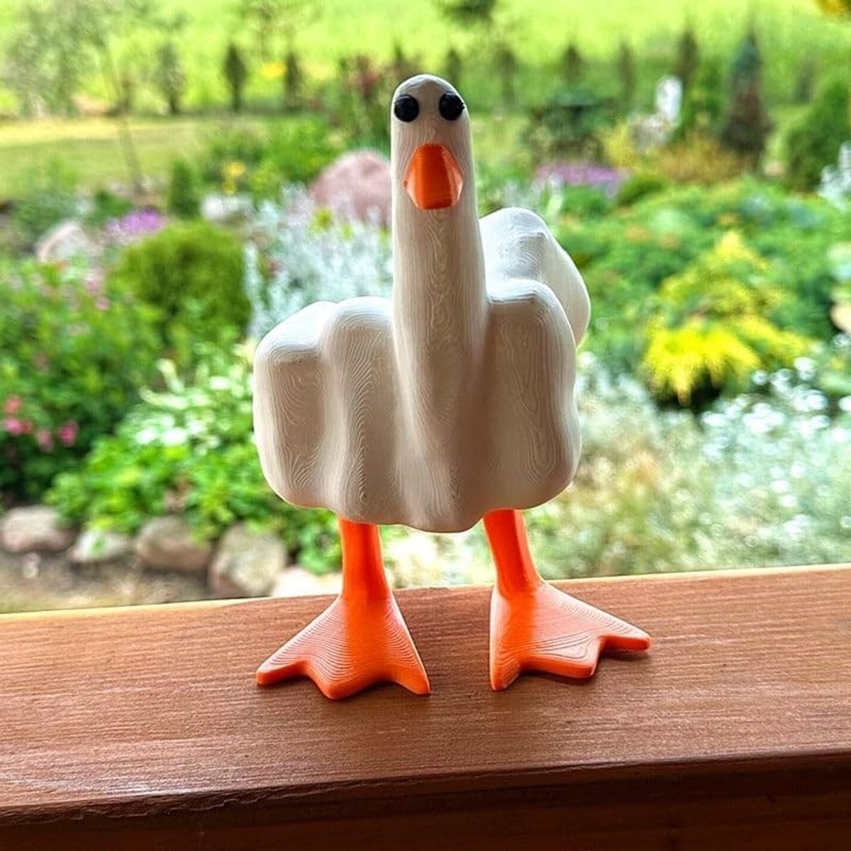 JHUBERS- Hars Ornament Middelvinger Eend - Beeldje Humor - Tuindecoratie - Beelden voor Binnen - Creatieve Kunstdecoratie - Hoogwaardige Kwaliteit