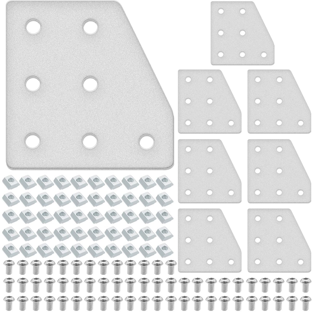 JHUBERS- Hoekbeugel 2040 L - 8 stuks - Verbindingsplaat - T-sleuf - Aluminium - Inclusief moeren en schroeven - Verbindingselement