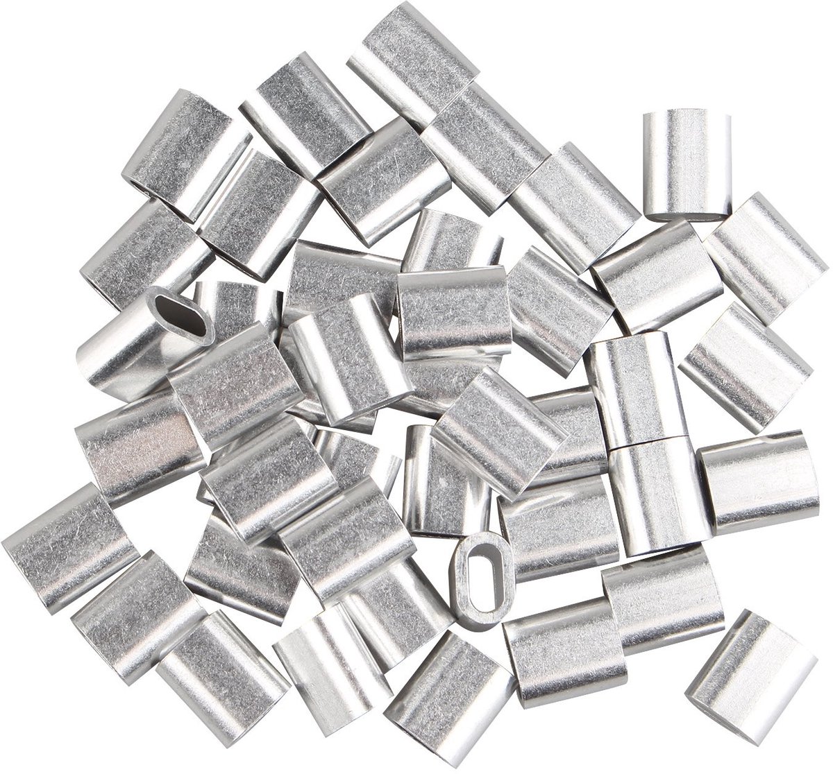 Dailygoods- Crimping Mouw 50 Stuks - Aluminium Kabelverbinders - Ovaal Vorm - Geschikt voor 4 mm Staaldraad - Roestvrij en Duurzaam - Corrosiebestendig - Kabelverbinder
