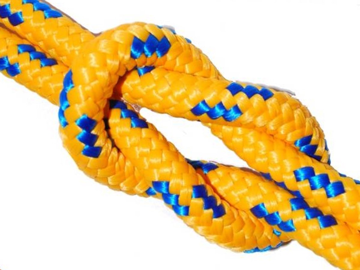 Gevlochten Polypropyleen Touw 8mm Geel/Blauw - Per Meter