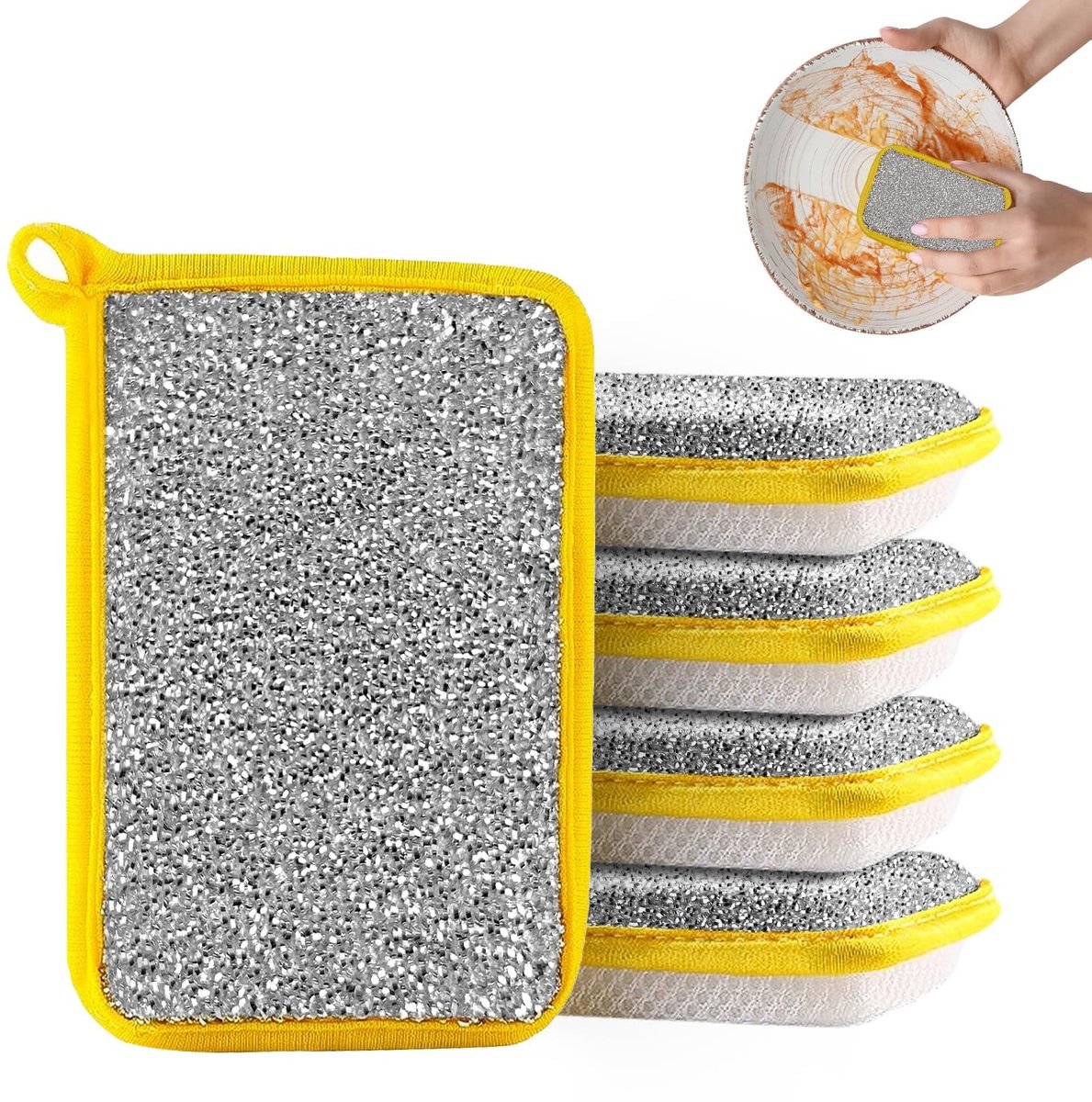 BRENZOOS- Afwasspons Dubbelzijdig - Microvezel/Spons - Herbruikbaar - Duurzaam - 5 Stuks - 13,5 x 9 cm - Schoonmaakdoek