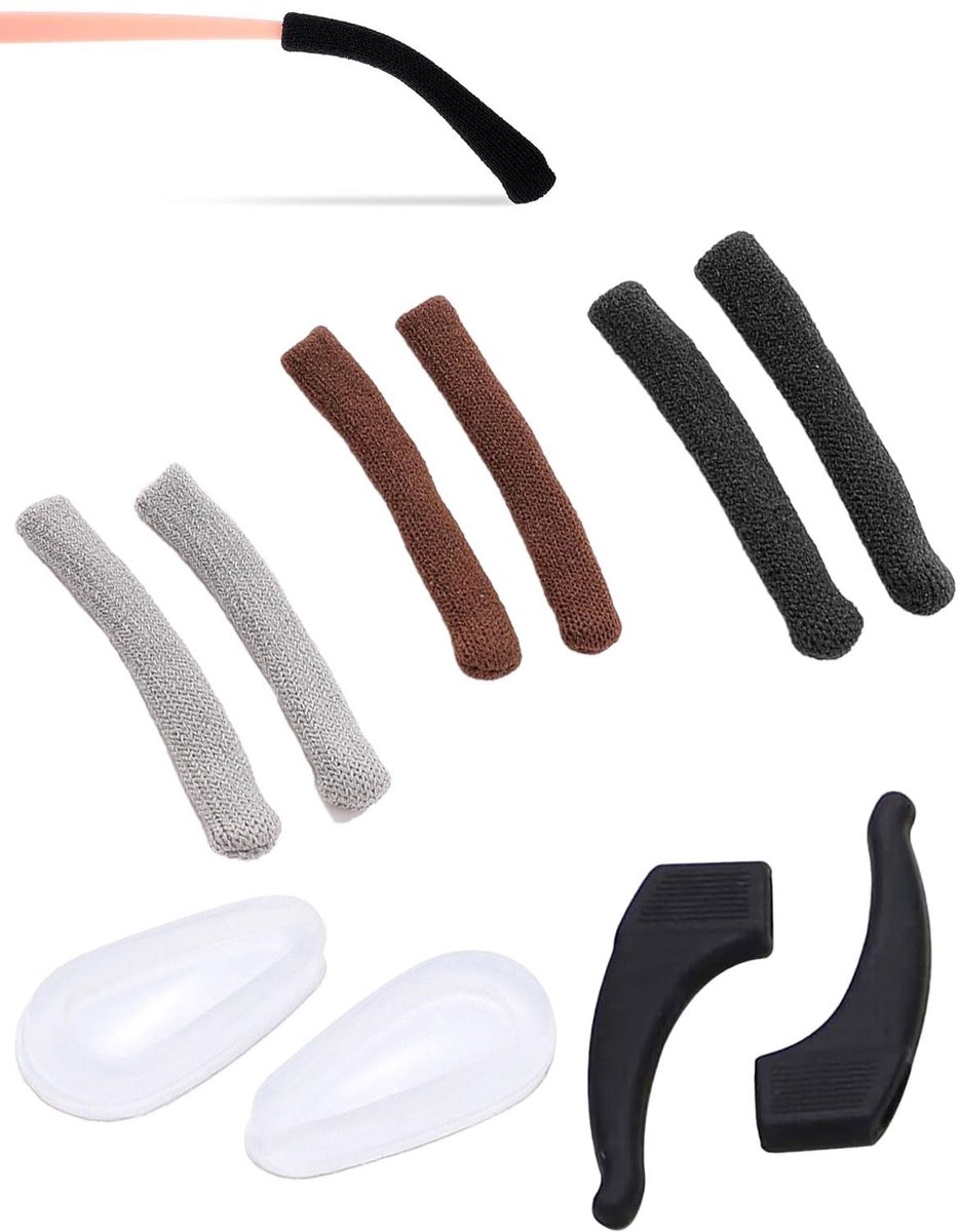 BRENZOOS- Oorkussens Antislip - Gebreide Oorkussens - Bril Accessoires - 3 Paar - Inclusief Oorhaken - Comfortabele Pasvorm - Brilaccessoires