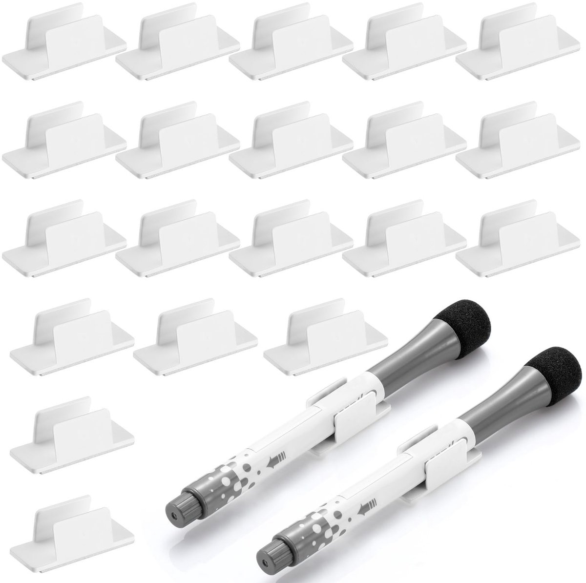 BRENZOOS- Pennenhouder Zelfklevend - 20 Stuks - Geschikt voor Dikke Pennen - Bureau Organizer - Kantoor Accessoires - Eenvoudig te Bevestigen - Penclip