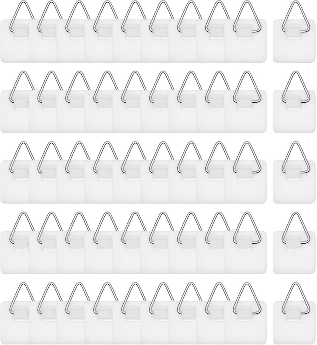 BRENZOOS- Wandhaken 50 Stuks - Zelfklevend - Decoratieve Haakjes - PP/IJzer - 2.2 x 2.2 cm - Ruimtebesparend