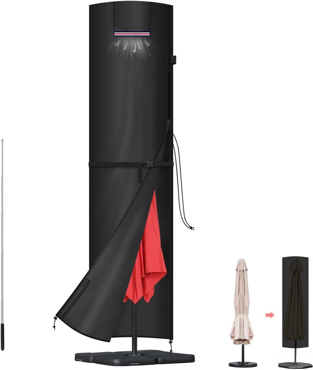 BRENZOOS- Parasolhoes Waterdicht - Parasolhoes voor Zweefparasol - Parasolhoes met Stok - Parasolhoes 240x58/58 cm - UV-bestendig - Scheurvast Materiaal - Parasolbescherming