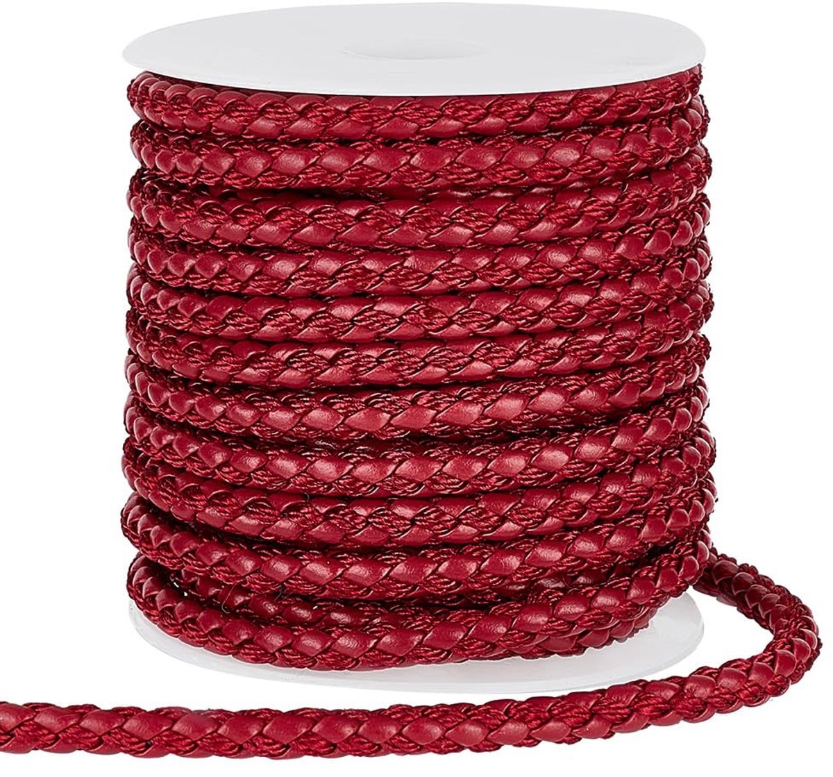 Dailygoods- Lederkoord 5,5 mm - 10 meter rond gevlochten - Traditioneel - Voor sieraden/riem - Kerstdecoratie - Maximaal 15 pond draagvermogen - Sieradenkoord