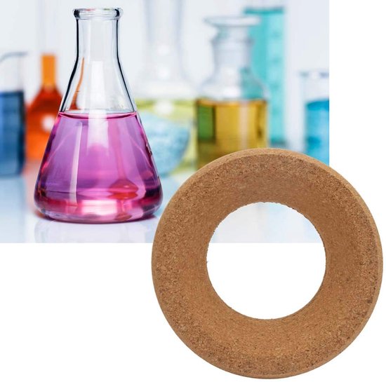 Kurken Fleshouder - Laboratorium Accessoire - Experimenten Stabiliseren - Hoge Wrijvingscoëfficiënt - 95 mm - Houtkleur — afbeelding 2
