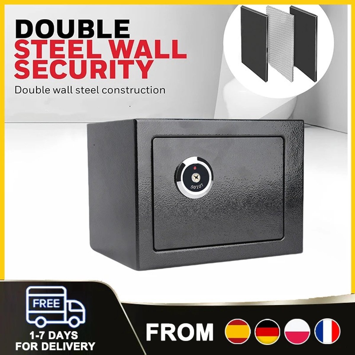 Dailygoods Mechanische kluis met 3 sleutels en 2 uitbreidingsbouten voor geldgeweer Sieraden Document Thuiskantoor Hotel