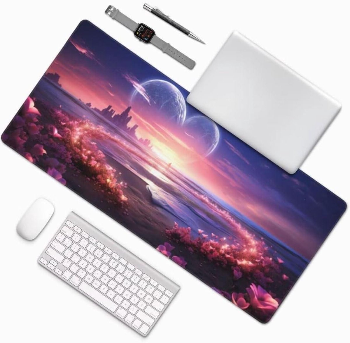 Grote Muismat - Bureaumat Deskpad - Werk en Gaming - Waterdicht Ontwerp - 100x50 cm - Strand Liefde