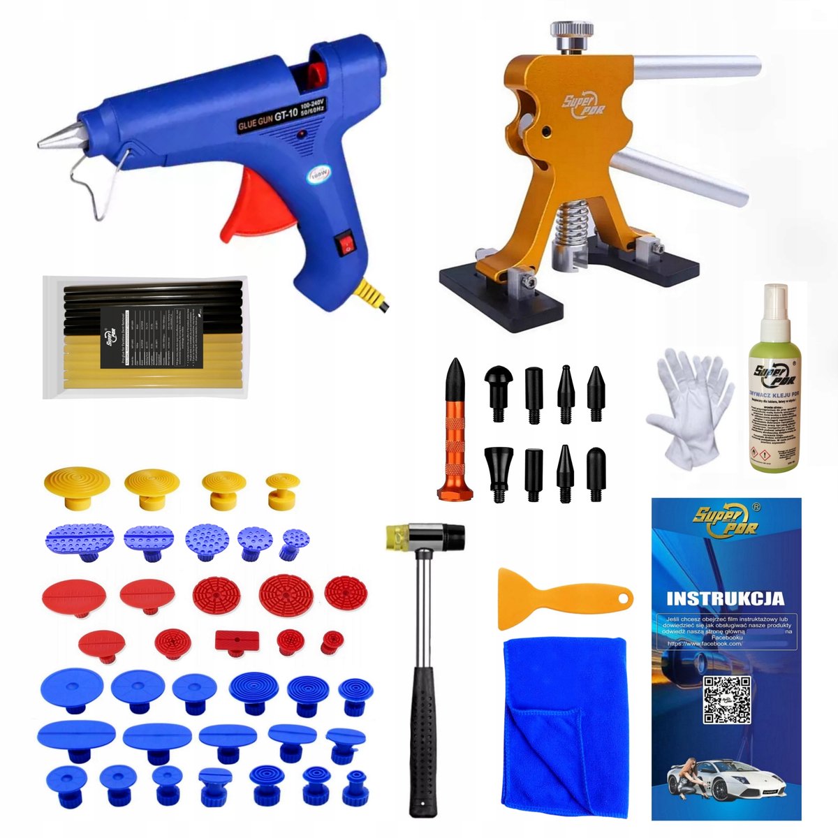 PDR-set met lijmpistool voor auto deukreparatie