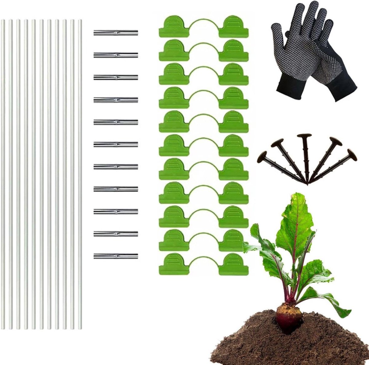 Kweek Tunnel Hoepels - Planten Bescherming - Bescherm Gewassen - Weerbestendig Ontwerp - 45 x 10.9 x 8.6 cm - Zwart