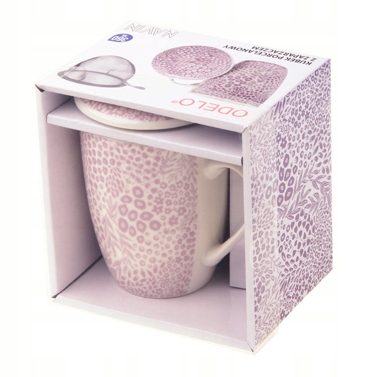 Porseleinen Theemok met Infuser en Deksel - Bloemendesign 360ml