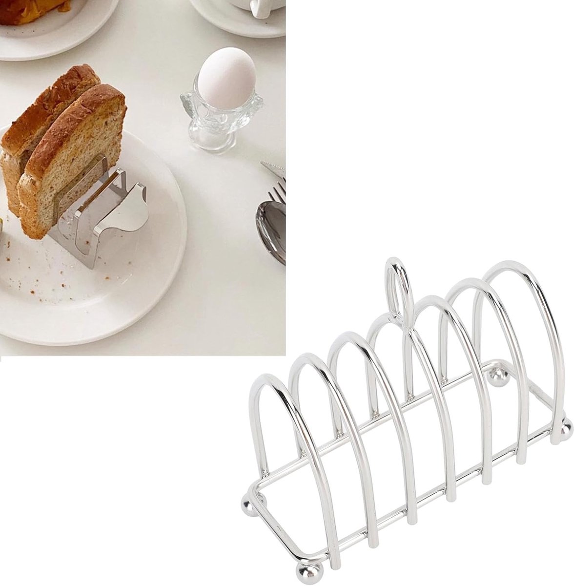 Broodrooster Rek Toast Houder Brood Presenteren Roestvrij Staal 12 x 7 x 7 cm Zilver