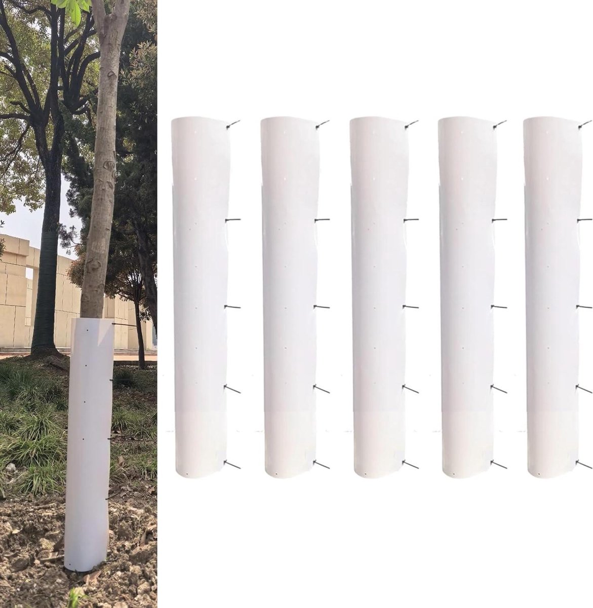 Boombescherming Set - Groeihoes Plant - Bescherming Jonge Bomen - Geventileerde Kunststof - 60 cm 5 Stuks - Groen
