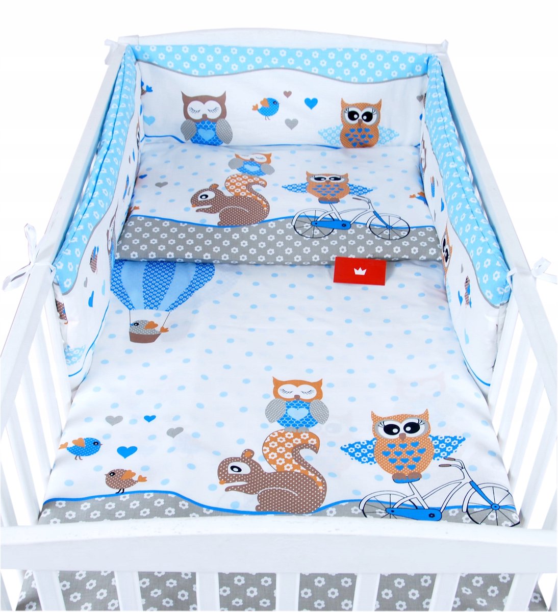 BabyLux Kinderbeddengoed 3-delig Katoen 120x90cm - Blauwe Uiltjes