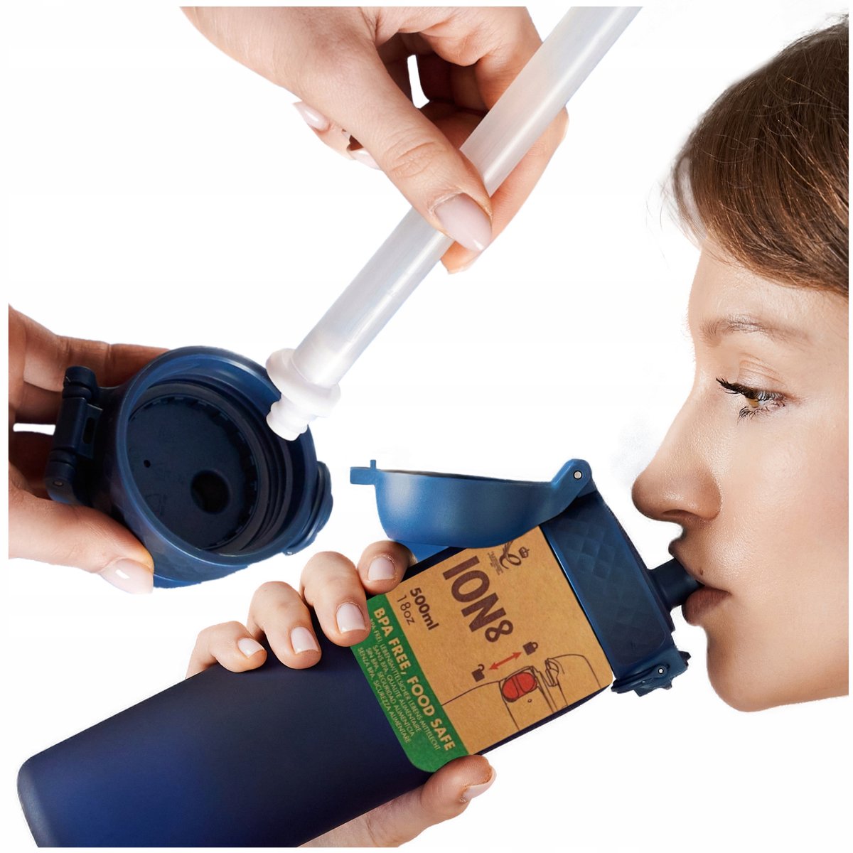 ION8 Kinder Drinkfles met Rietje - BPA-vrij, 500ml, Lekvrij