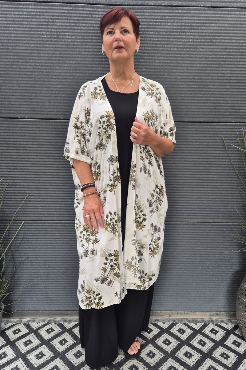 Bagoes kimono lang palmboom print