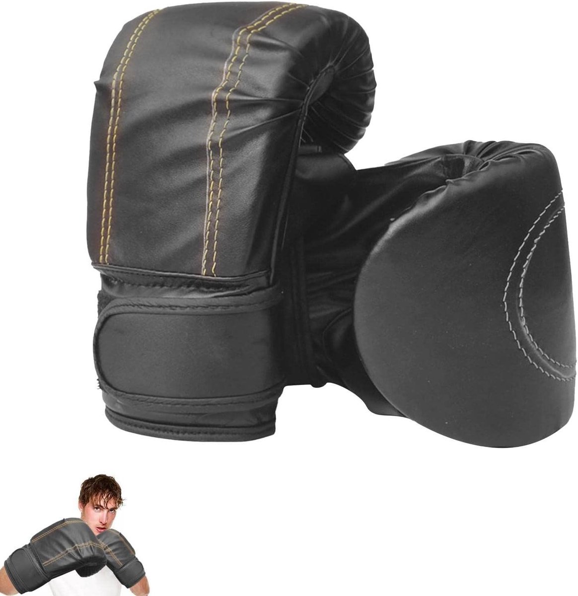Bokshandschoenen Heren - Trainingshandschoenen Boksen - Sport Training - Ergonomische Bescherming - 24x16x8cm - Zwart