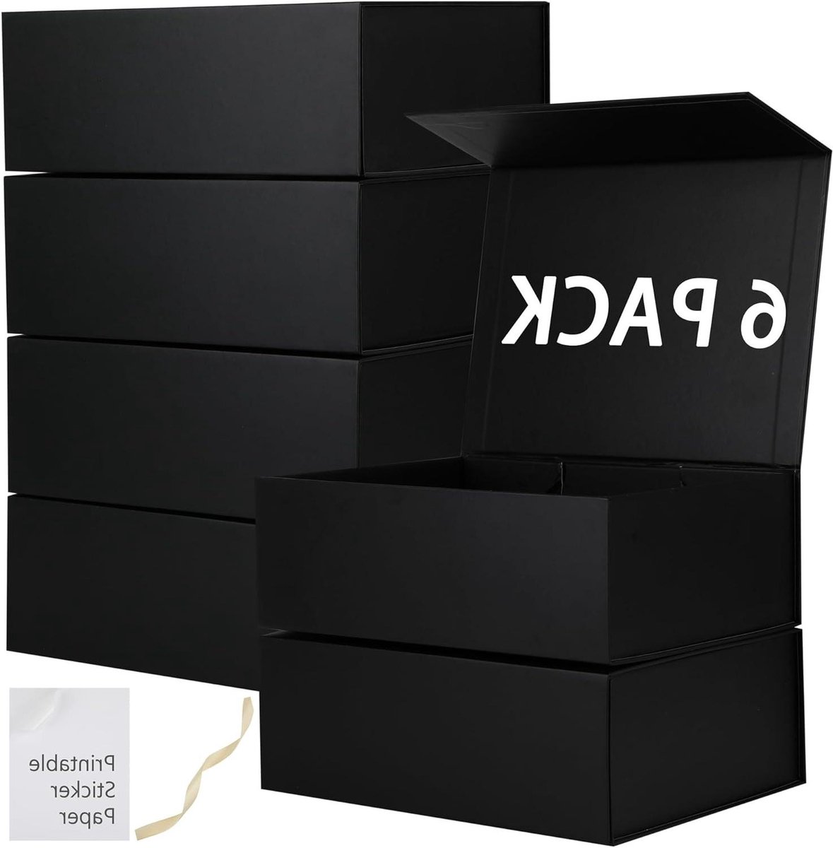 Set Geschendozen - Bruidsmeisje Dozen - Cadeau Presentatie - Inclusief Lint Stickers - 30x20x10 cm - Zwart