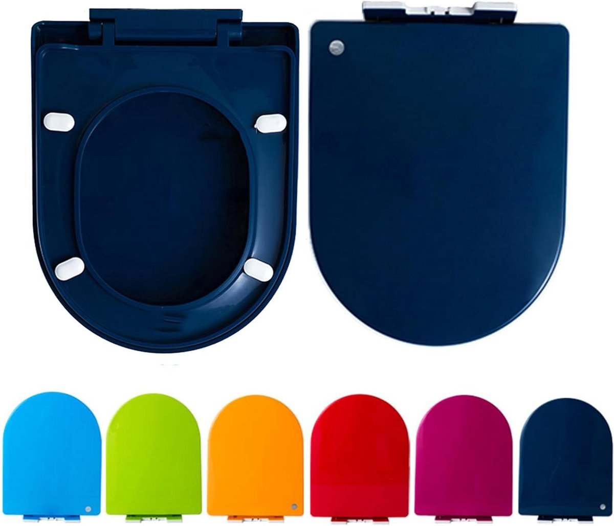 Verlengde U-vormige toiletzitting, gekleurde toiletzitting met snelontgrendeling, of badkamerfamilie, ergonomisch ontwerp met verstelbare scharnieren, kunststof,Sapphire blue