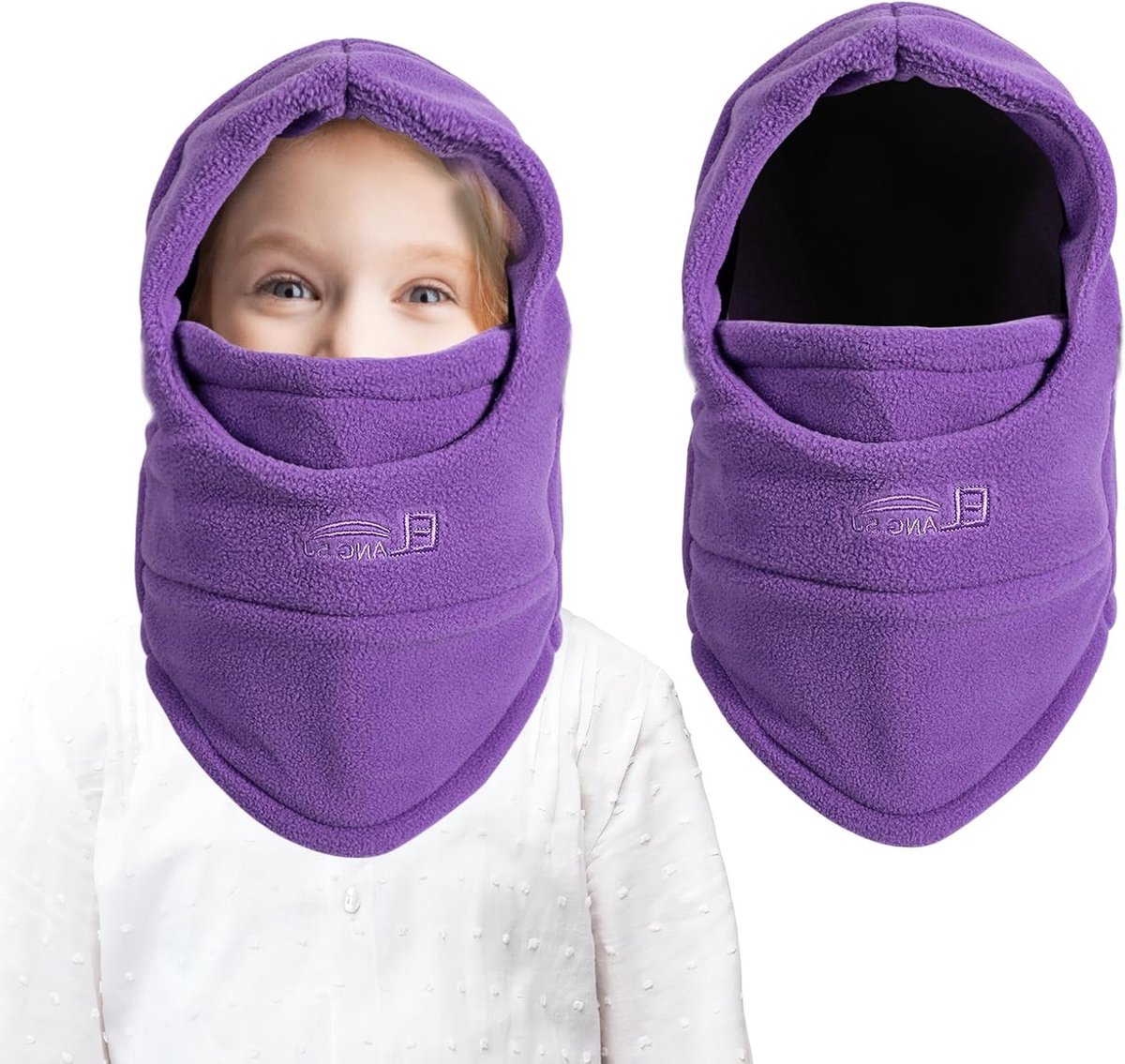 Thermische Fleece Balaclava voor Kinderen - Multifunctionele Winddichte Ski Masker en Warme Hoed voor Fietsen en Schaatsen, Paars
