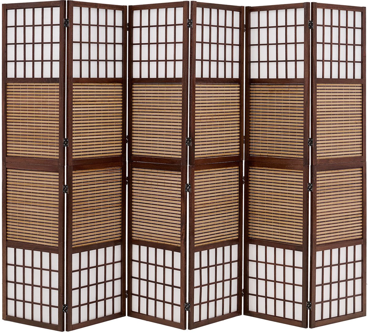 Homestyle4u Kamerscherm - 264x175 cm - bruin - 6-delig - bamboe stutten