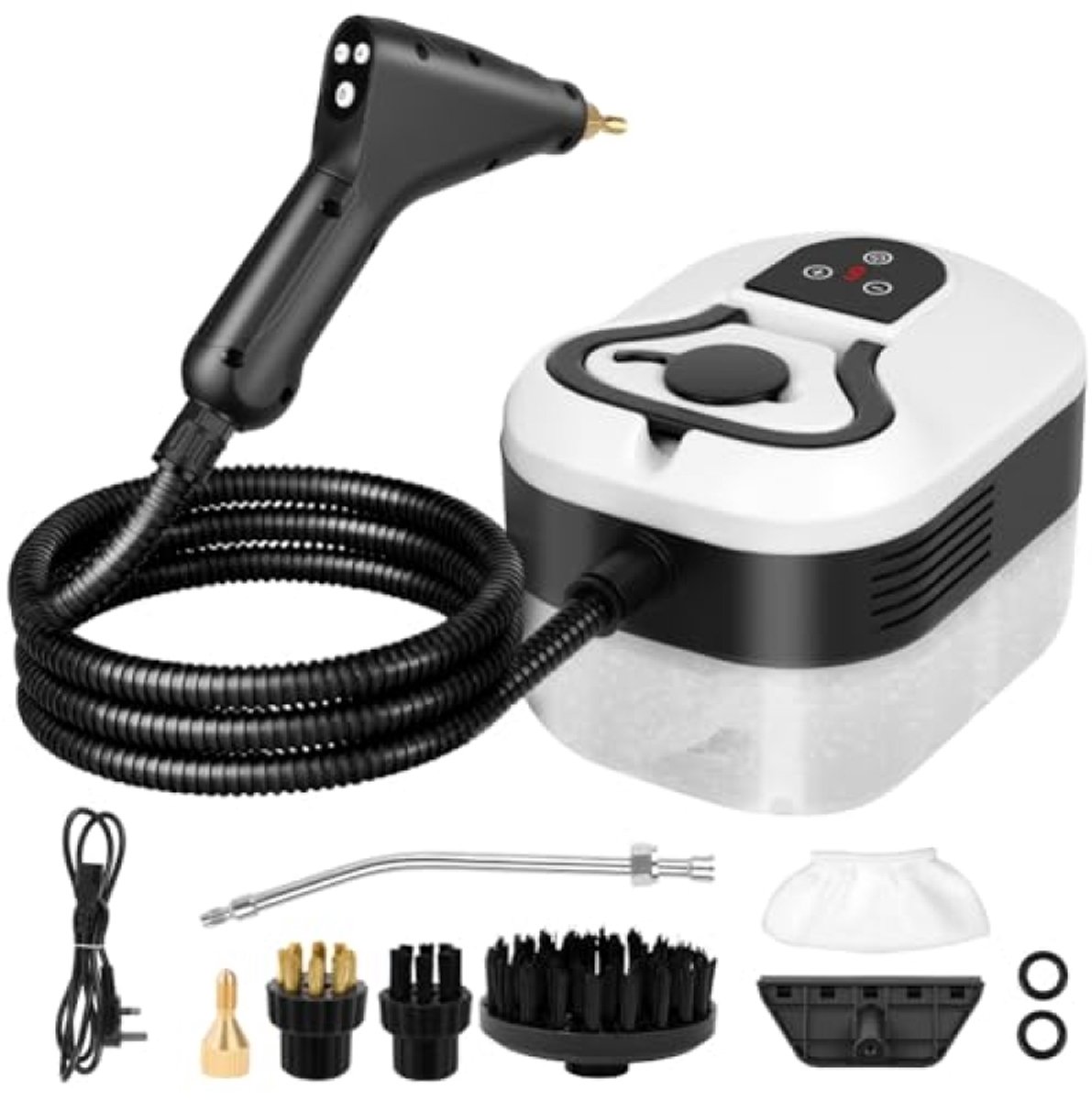 Stoomreiniger - stoomdruk: 3,5 bar, opwarmtijd: 15 s, vermogen: 2500 W, tank: 1,2 l, hogedrukstoomreiniger met 9 accessoires voor keuken, auto, thuis, kantoor, digitaal touchscreen