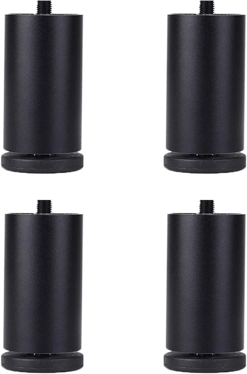 Meubelpoten Set - Verstelbare Ondersteuning - Meubels Verhogen - Stabiel en Stijlvol - 6 cm - Zwart