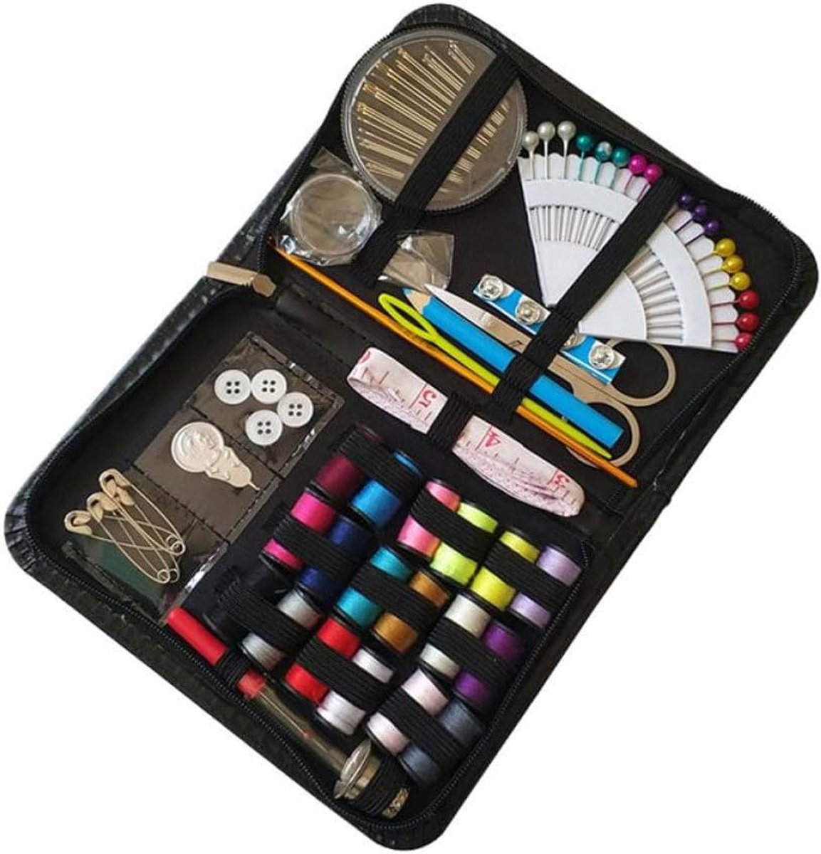 Naaisetje - Naaisets Mini - Kleding Repareren - Draagbare Opbergdoos - 17.5 x 11 cm - Zwart