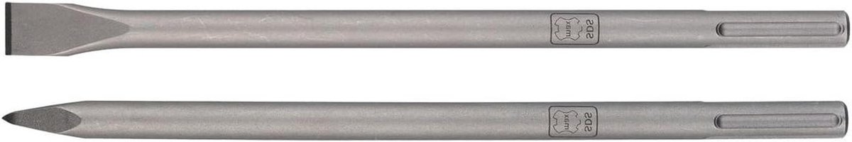 Puntbeitel Set - Klopboor Beitels - Muren Breken - SDS Max Opname - 2 Delig - Zilver