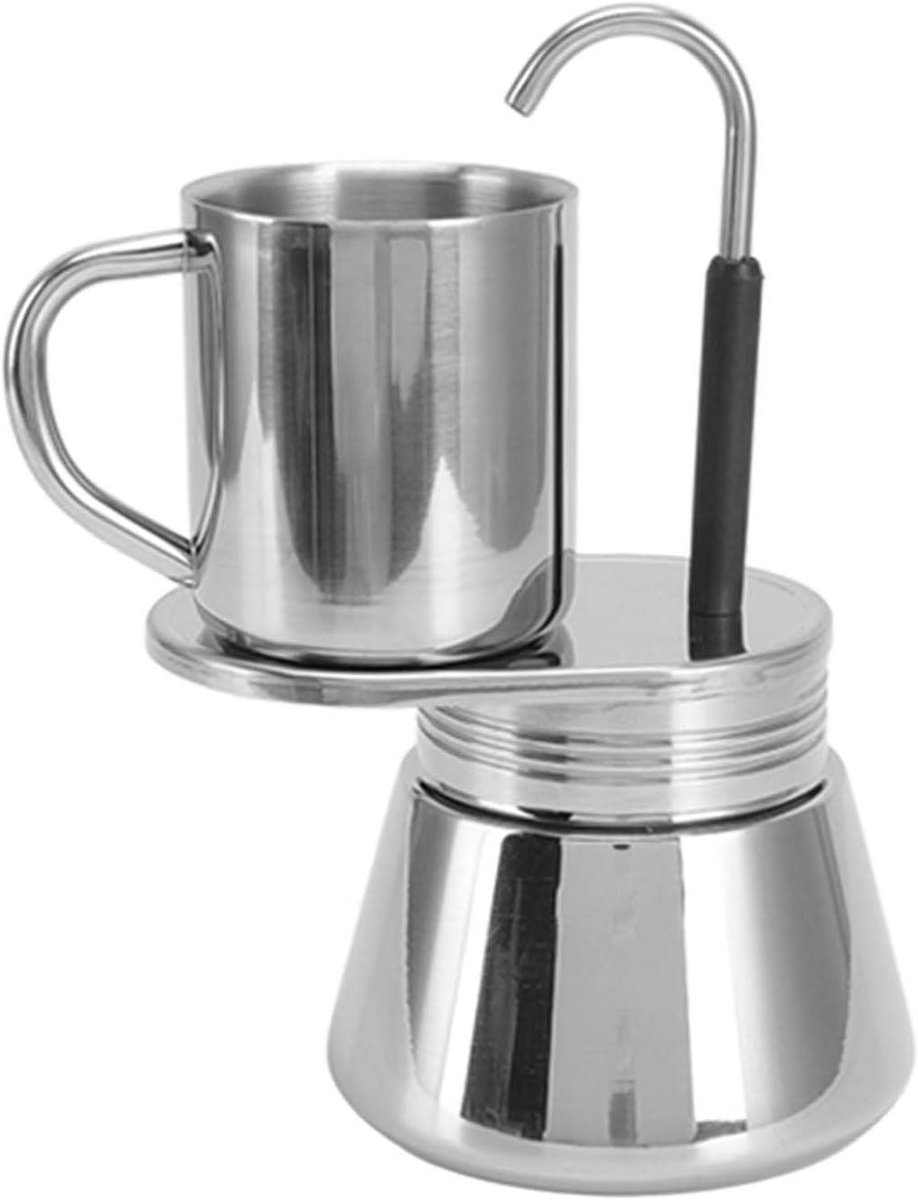 Koffiezetapparaat - Moka Pot - Espresso Maken - Roestvrij Staal - 220 ML - Zilver