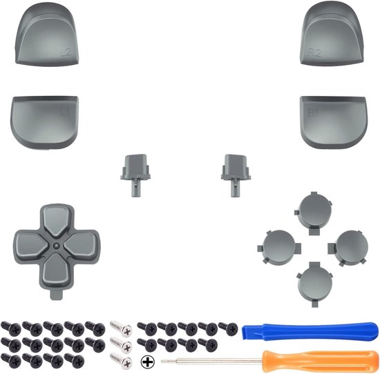 Controller Knoppen Set - Vervangende Knoppen - Controller Personaliseren - Precisie Pasvorm - Volledige Set - Staal Grijs — afbeelding 3