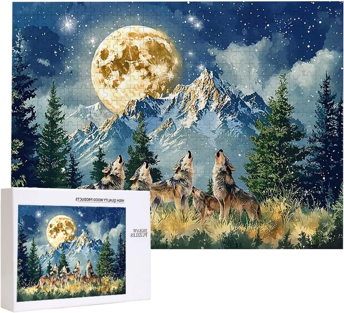 Puzzel 5000 stukjes - Wolf maan puzzel - Familie entertainment - Natuurlijk houten materiaal - 156 x 105 cm - Multicolor