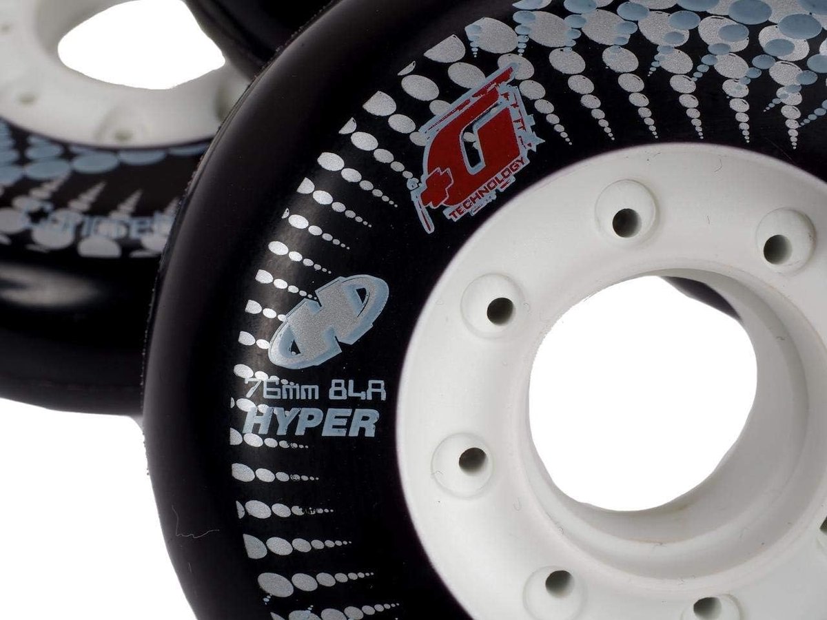 Inline Skate Wielen - Beton Wielen Skeelers - Freeskate Slalom - Speciaal voor Derrapes - 76 mm 84 A - Zwart