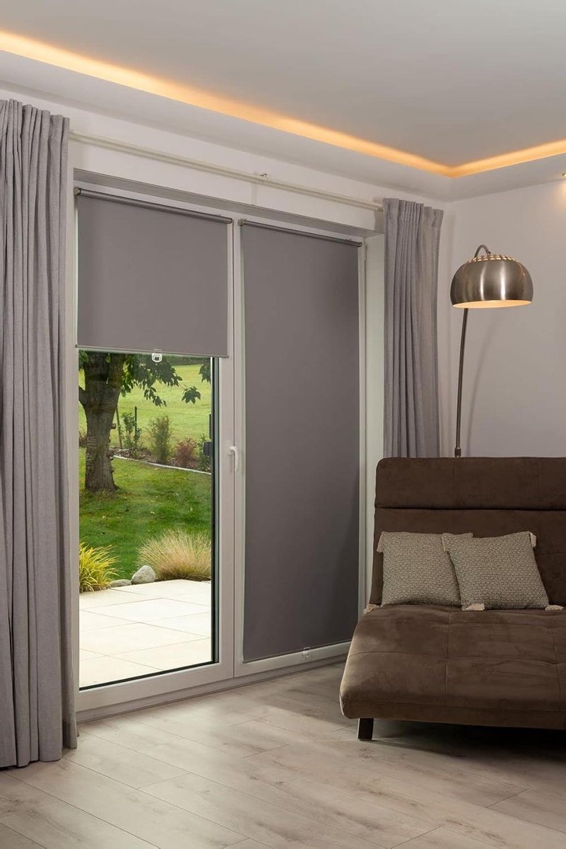 Verduisterend Rolgordijn Grijs 40x150 cm - Montage zonder Boren