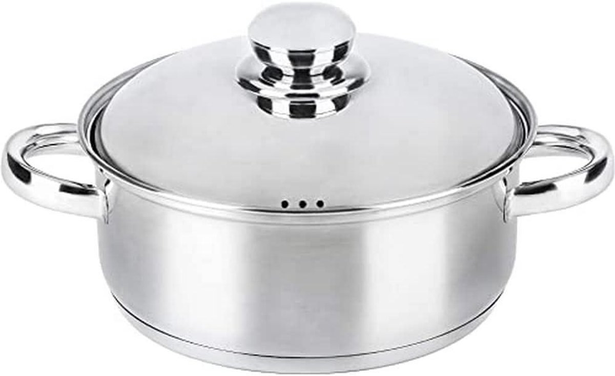 Braadpan Inductie - Roestvrij Staal - Koken en Braden - 3-Laags Bodem - 67 Liter - Zilver