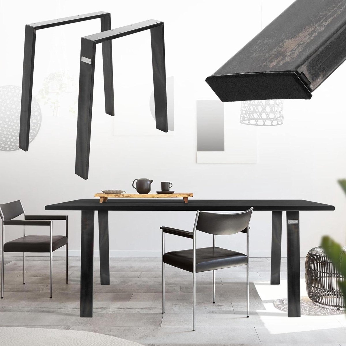 Tafelpoten set - Meubelpoten - DIY projecten - Industriële look - 75 x 72 cm - Zwart