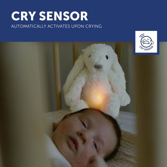 Babyslaaphulp Haas - Nachtlampje Geluiden - Rustige Slaap - Huilsensor - Oplaadbaar - Wit — afbeelding 4