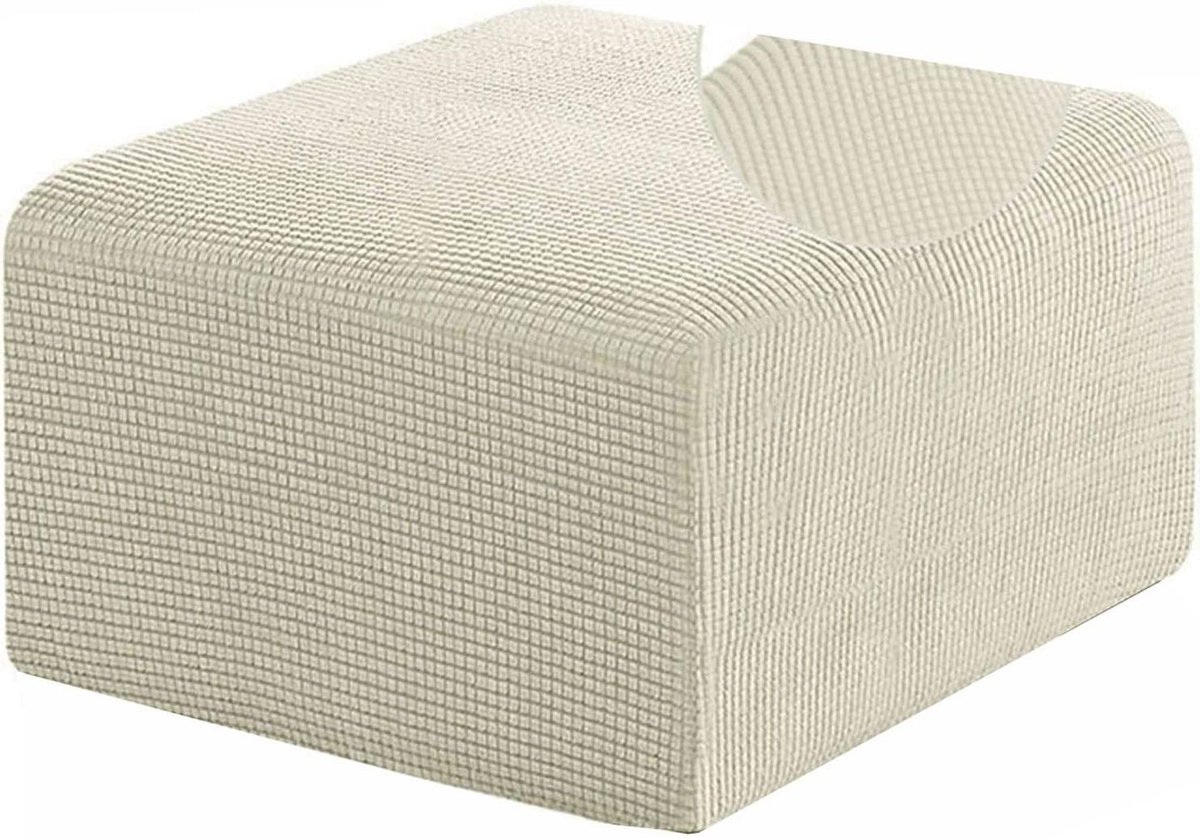 Poufhoes Vierkant - Voetenbank Overtrek - Meubels Beschermen - Zeer Elastische Stof - S 33-45cm - Beige