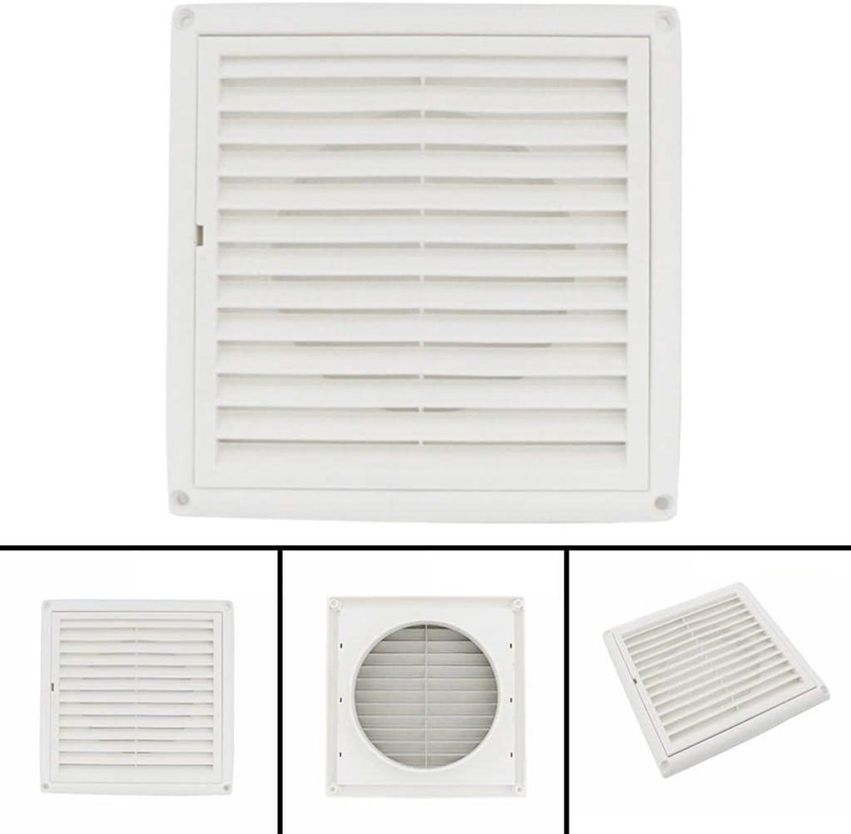 Vierkant Ventilatie Roostertje - Afdekscherm Buiten - Frisse Lucht - Verwijderbare Kern - 125mm - Wit