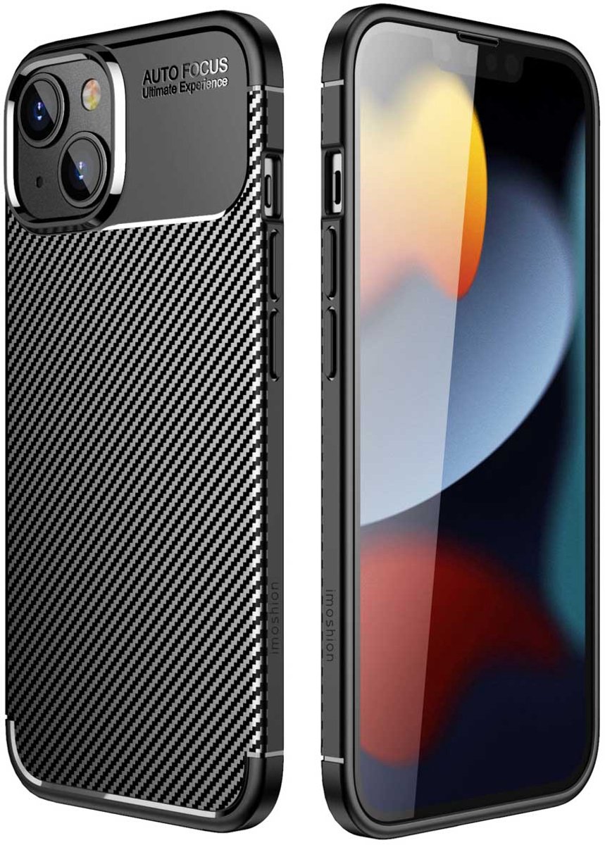 imoshion Hoesje - Geschikt voor Apple iPhone 14 Plus - Carbon Softcase Backcover - Zwart