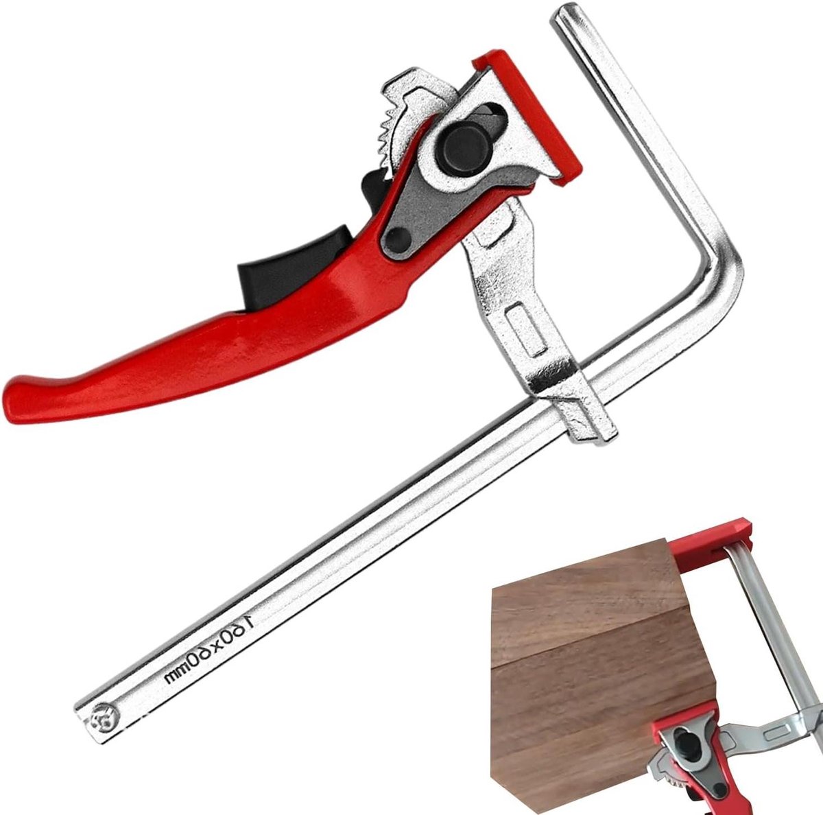 Zaaggeleiderail Klem - Rails Clips - Houtbewerking Precisie - Antislip Ratelsysteem - 160x60mm - Zwart
