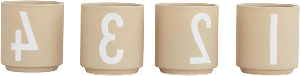 Espresso Kopjes - Mini Mokken - Koffie Genieten - Vaatwasserbestendig - 50 ml Set van 4 - Beige