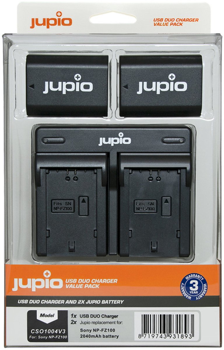 Jupio Kit: 2x Battery NP-FZ100 2040mAh + USB Dual Charger