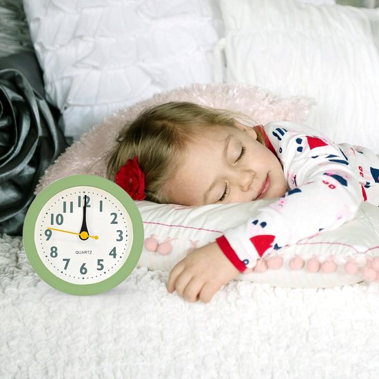 Digitale Kinderwekker - Nachtlampje Wekker - Kinderkamer Decoratie - Zonder Tikken - 96 Millimeter - Donkergroen — afbeelding 4