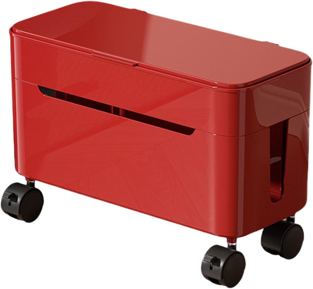 Kabel Organizer Box - Draad Opbergdoos - Bureau Opruimen - Met Wieltjes - 34 x 18 x 17 cm - Rood