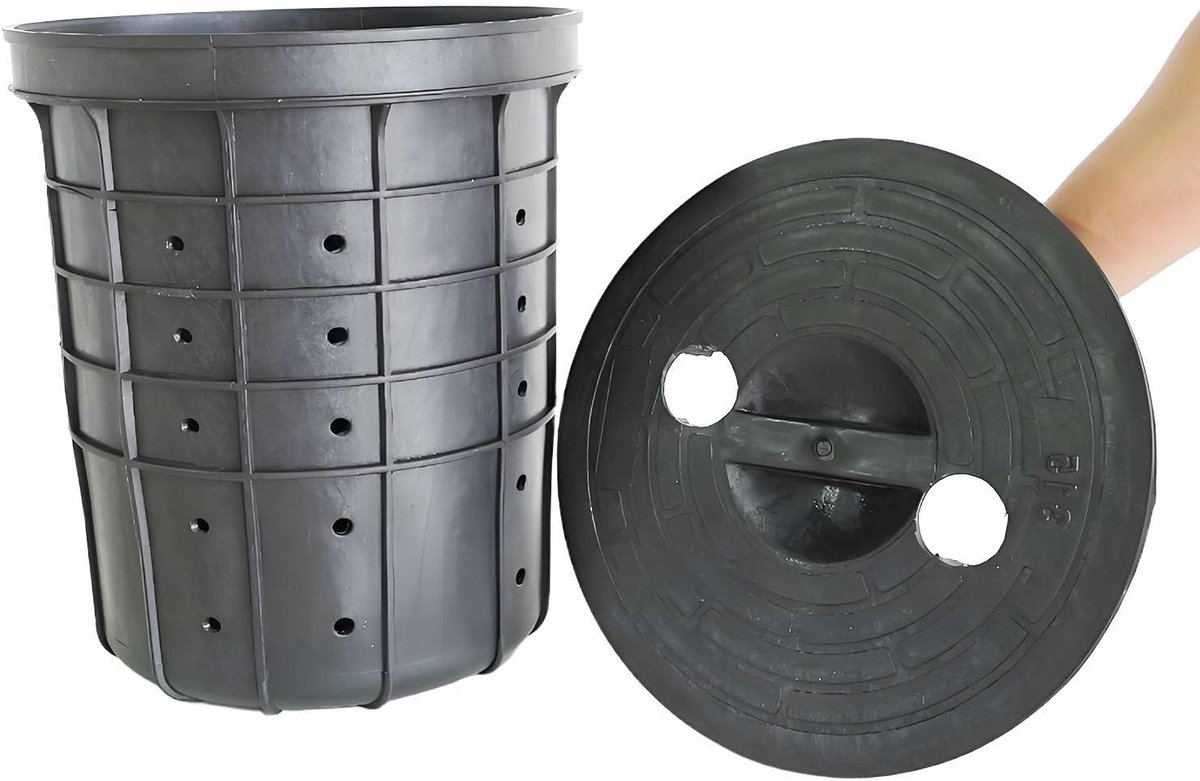 Geperforeerde Opvangbak - Pompput Bak - Waterafvoer Creëren - 40 Afvoergaten - 13x11x15 inch - Zwart