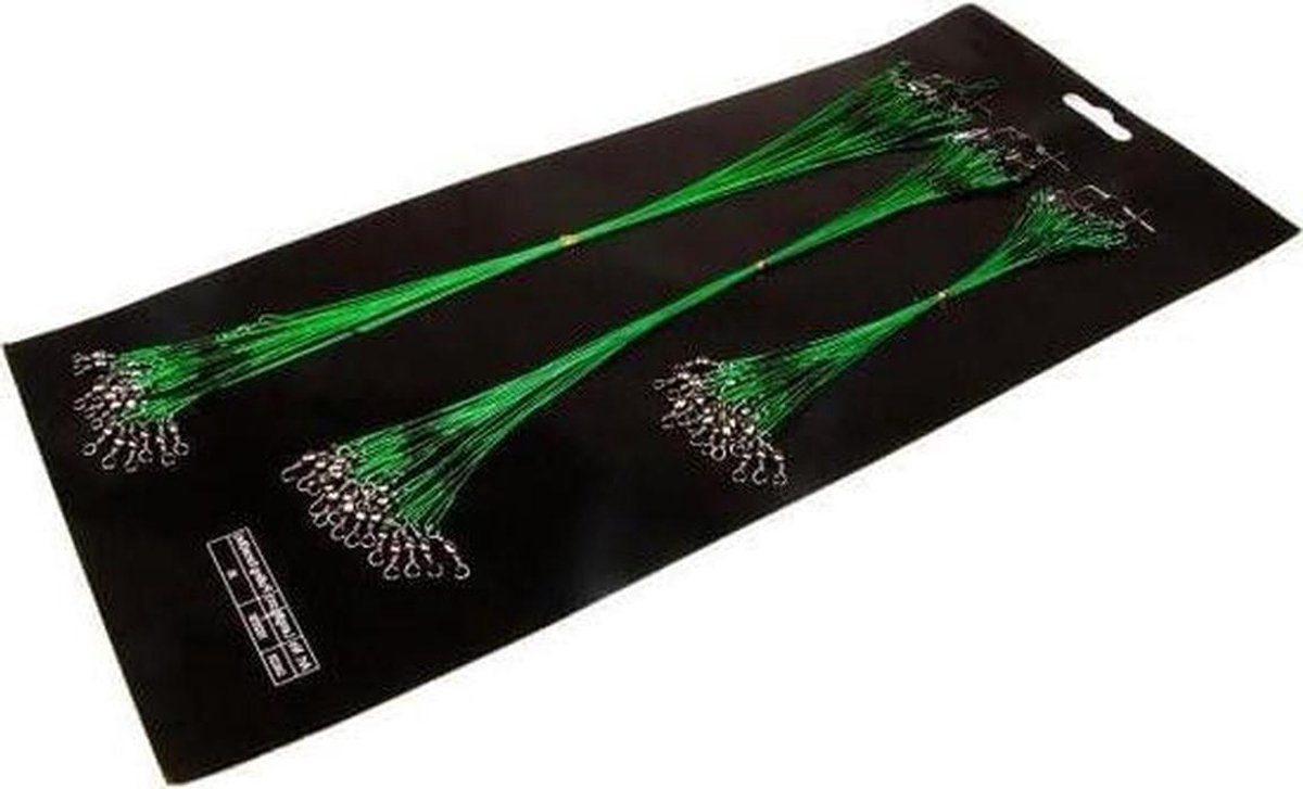 Stalen Onderlijnen Roofvis - Onderlijntjes Staal - Vissen met Kunstaas - Kant-en-klaar met Wartel - 60 stuks 30 cm - Groen