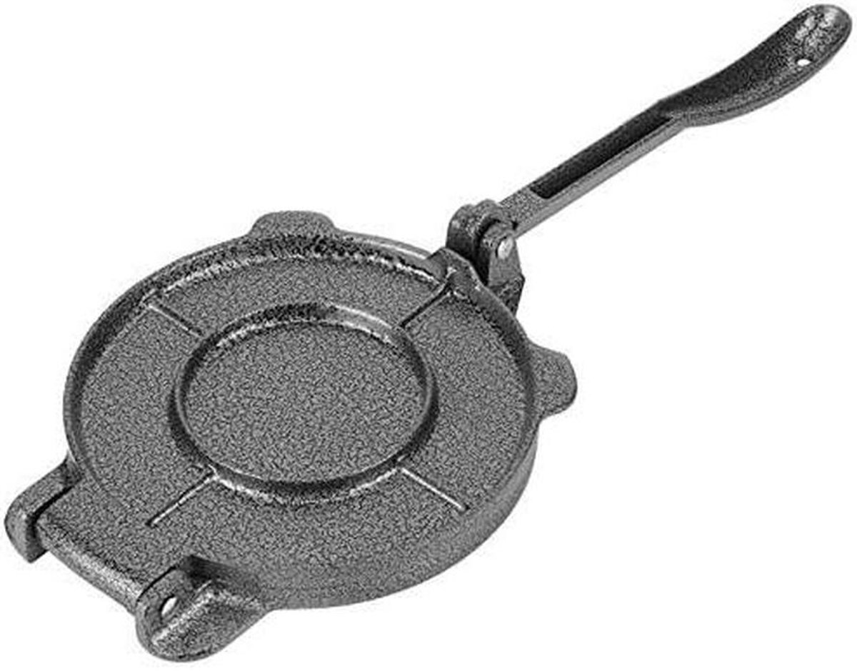 Tortilla Pers Maker - Maïs Tortilla Pers - Thuis Tortilla's Maken - Gietijzeren Constructie - 6.5 inch - Grijs